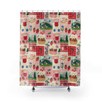 Retro Patchwork Strawberry Gingham Shower Curtain