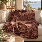 French Burgundy Toile de Jouy Woven Tapestry | Rustic Boho Home Decor