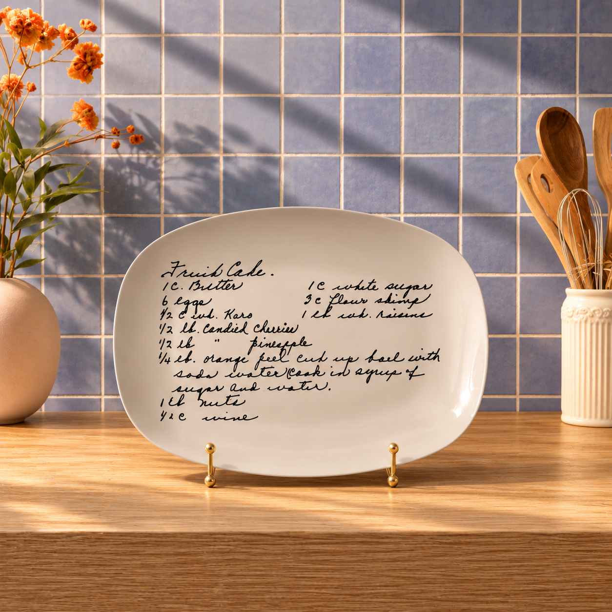 Personalized Handwritten Recipe Serving Platter - Kitchen Keepsake For Mom