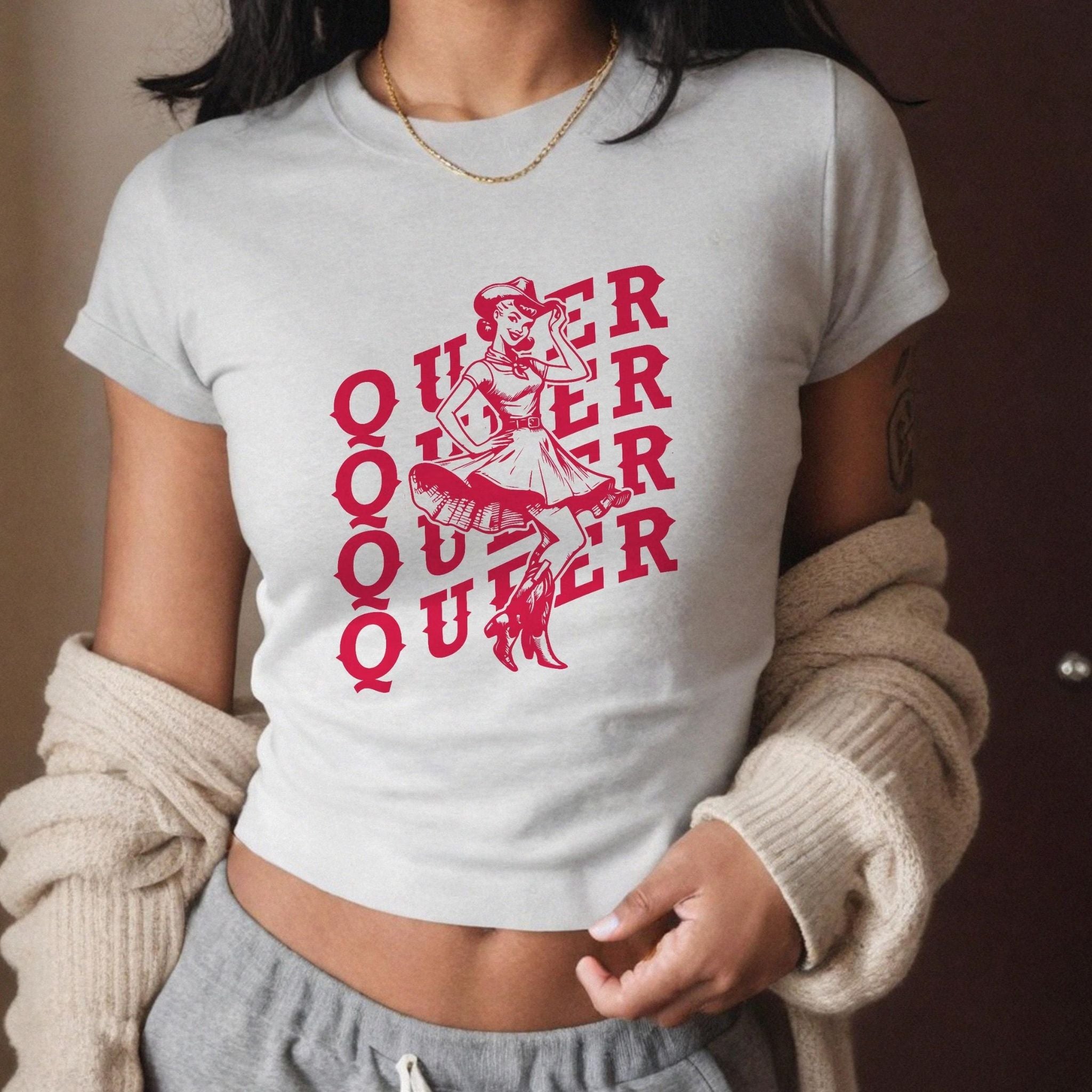 Queer Y2K Pride Baby Tee - Retro Graphic Crop Top