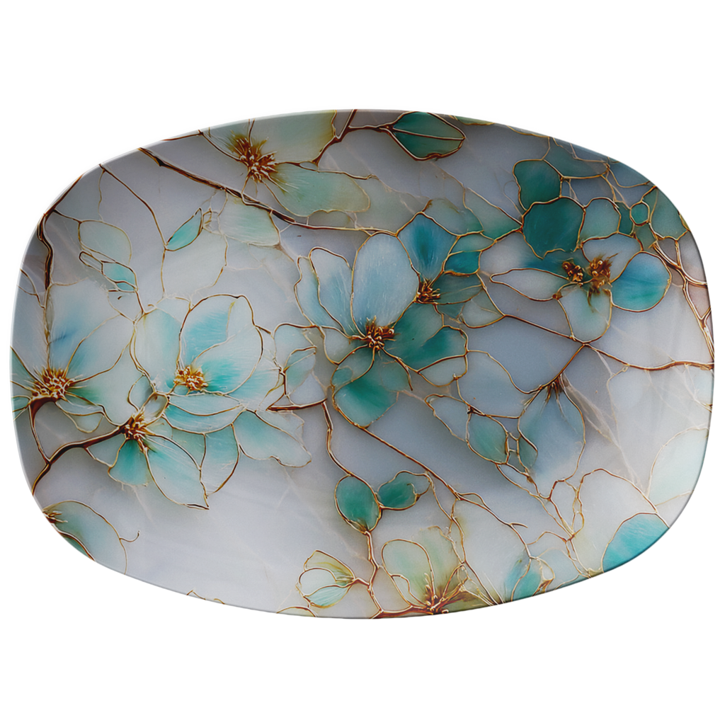 Stained Glass Style Floral Serving Platter