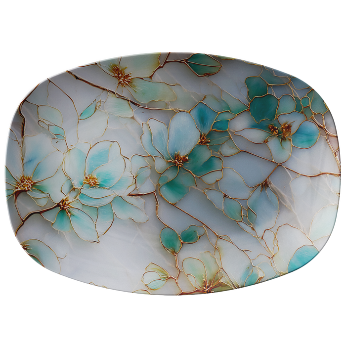 Stained Glass Style Floral Serving Platter