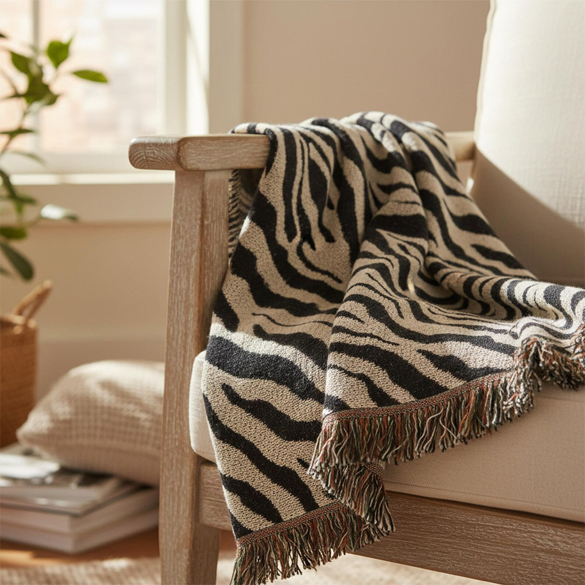 Zebra Print Woven Blanket
