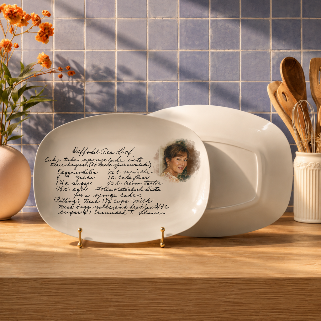 Personalized Handwritten Recipe Serving Platter with Photo