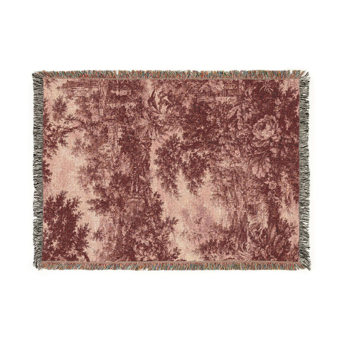 French Burgundy Toile de Jouy Woven Blanket – Toile Throw