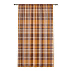 Plaid Orange Fall Window Curtain Panel
