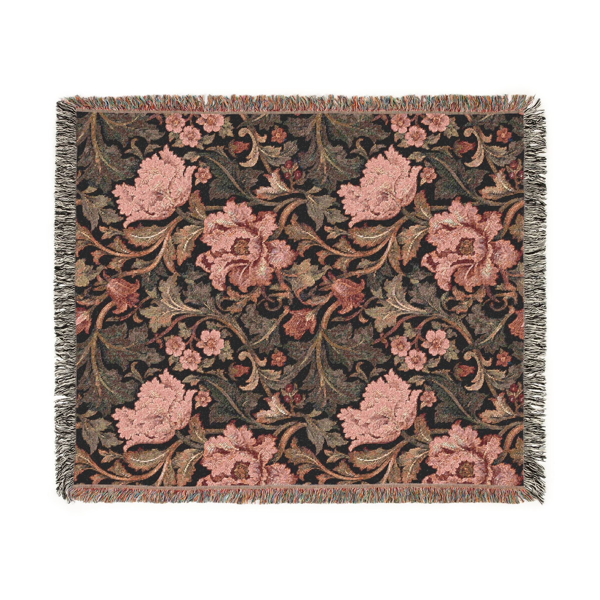 William Morris Woven Blanket - Vintage Botanical Cottagecore Tapestry