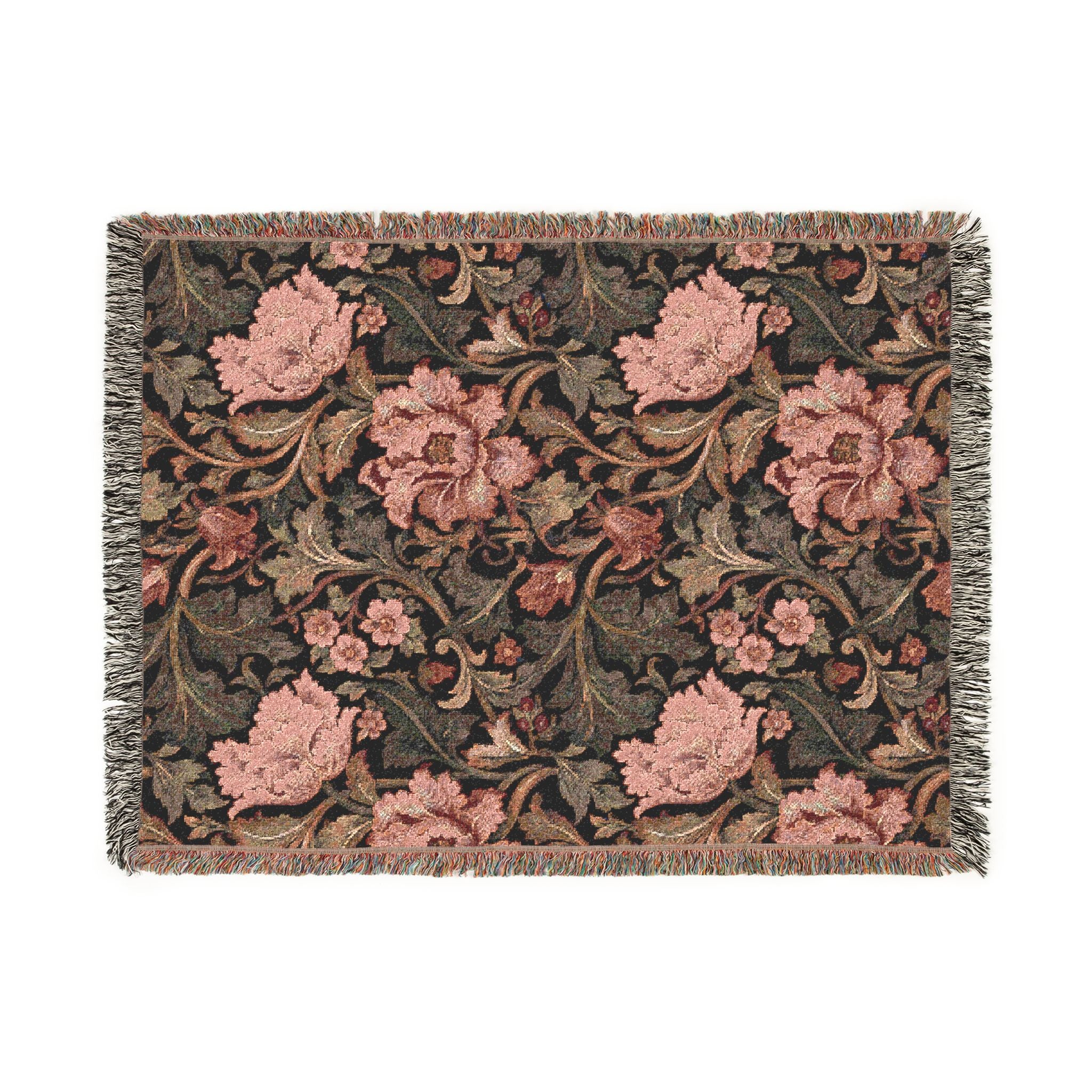 William Morris Woven Blanket - Vintage Botanical Cottagecore Tapestry